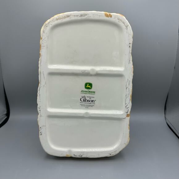 Vintage John Deere Cookie Jar with Farmer Corn Pumpkins Dog